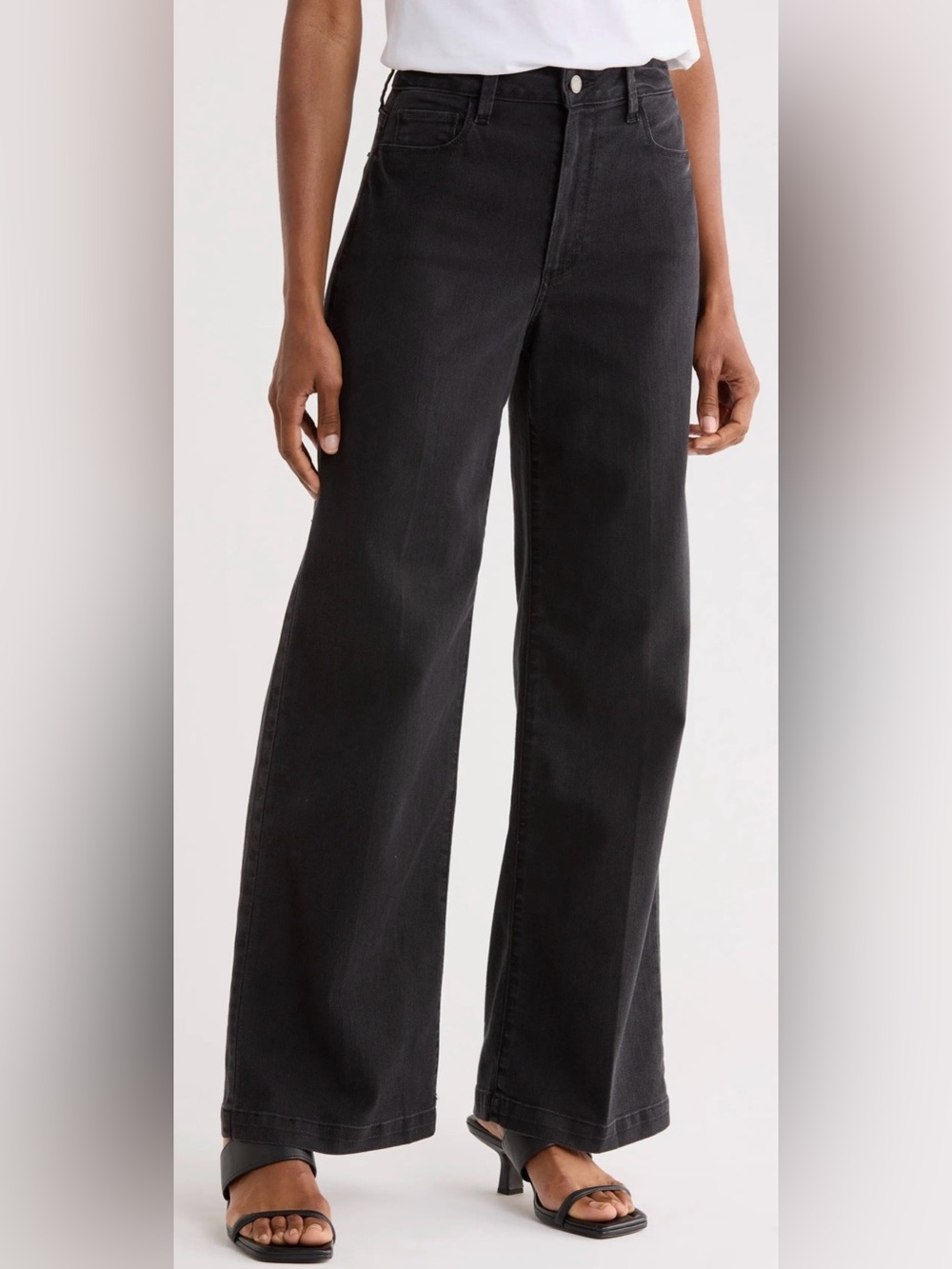 PAIGE Genesee Black Wide Leg Pants High Rise Stretch Trousers Size 26